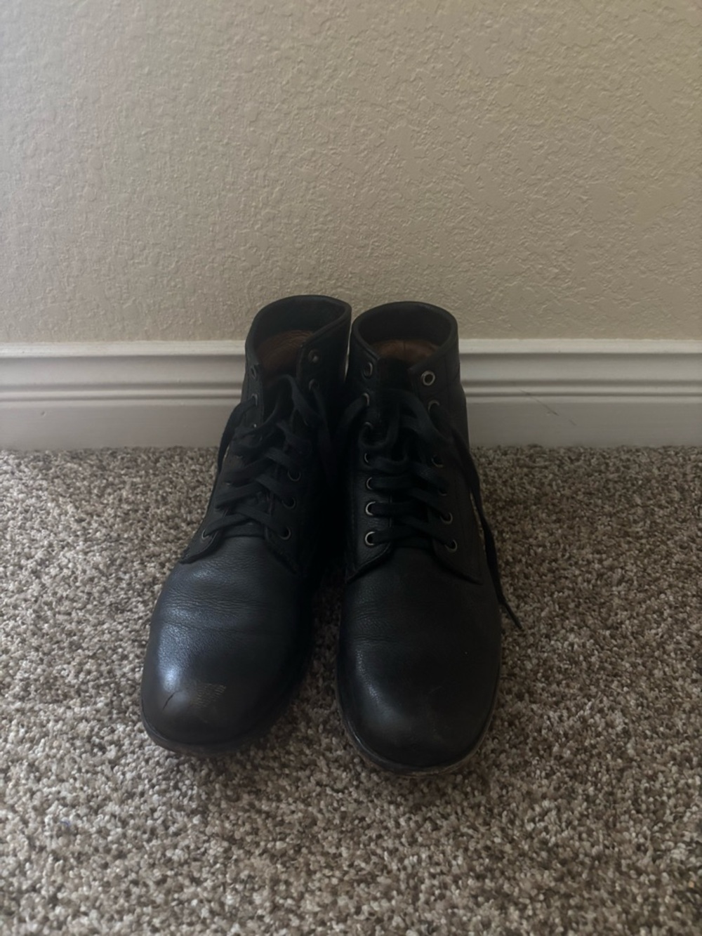 Frye Tyler Black Leather Lace-Up Women's Boots